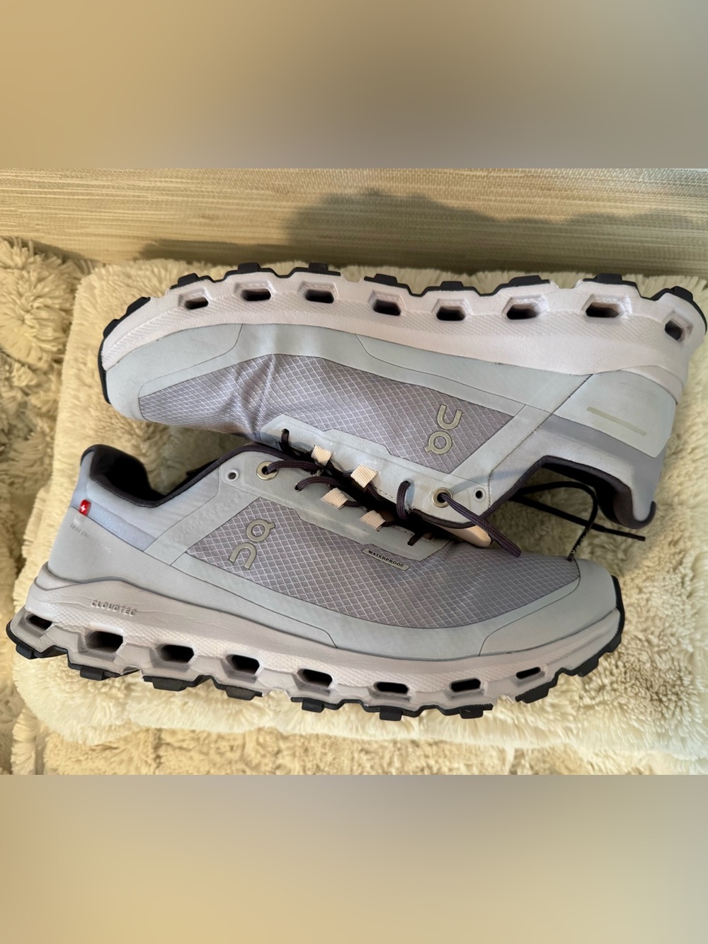 On Cloudvista Waterproof Women's Trail Running Shoe - Gray and White - Picture 5 of 11